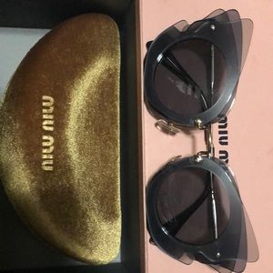 Miu Miu Gray Gold Layered Butterfly Sunglasses
